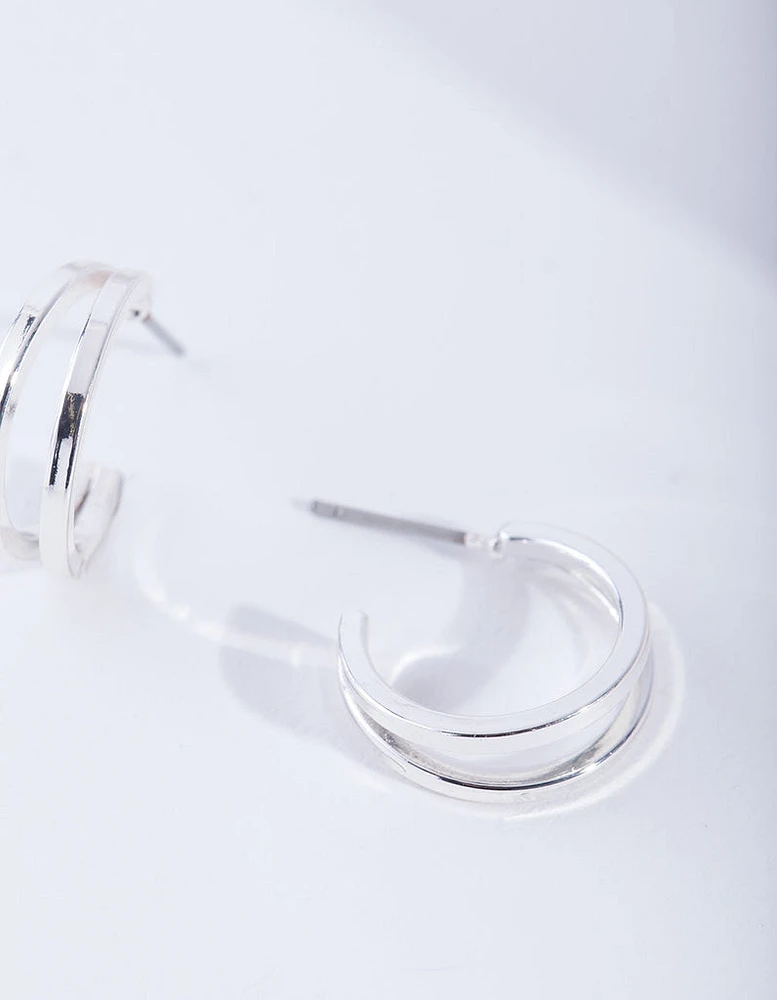 Silver Double Hoop Earrings