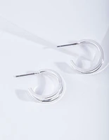 Silver Double Hoop Earrings