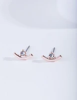 Rose Gold Curved Diamante Stud Earrings