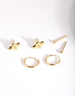 Gold Plated Sterling Silver Bee & Hoop Earring Pack