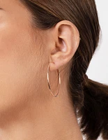 Rose Gold Plated Sterling Silver 40mm Plain Hoop Earrings