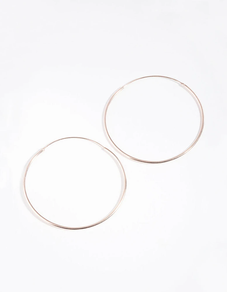 Rose Gold Plated Sterling Silver 40mm Plain Hoop Earrings