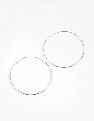 Rose Gold Plated Sterling Silver 40mm Plain Hoop Earrings
