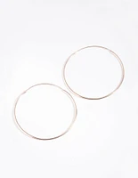 Rose Gold Plated Sterling Silver 40mm Plain Hoop Earrings