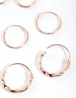 Rose Gold Plated Sterling Silver Textured Earring Pack