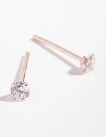 Rose Gold Plated Sterling Silver Cubic Zirconia Baby Carat Stud Earrings