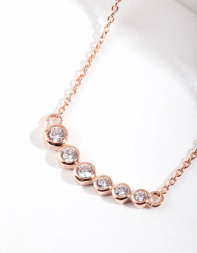 Rose Gold Plated Sterling Silver Cubic Zirconia Smile Necklace