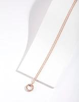 Rose Gold Plated Sterling Silver Cubic Zirconia Circle Necklace