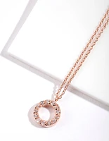 Rose Gold Plated Sterling Silver Cubic Zirconia Circle Necklace