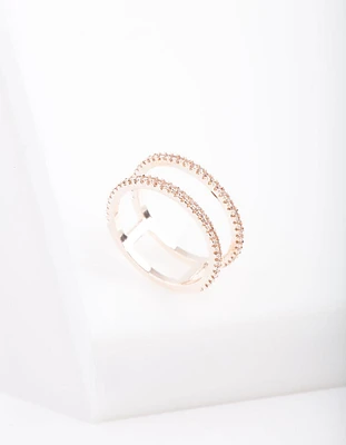 Rose Gold Cubic Zirconia Double Band Ring