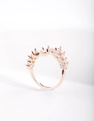 Rose Gold Cubic Zirconia Navette Wrap Ring