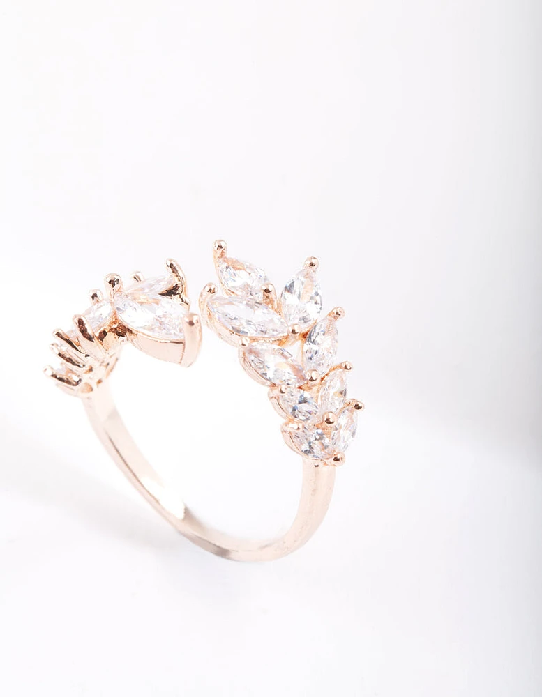 Rose Gold Cubic Zirconia Navette Wrap Ring