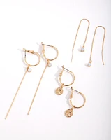 Gold Plated Charm Hoop Earring Pack