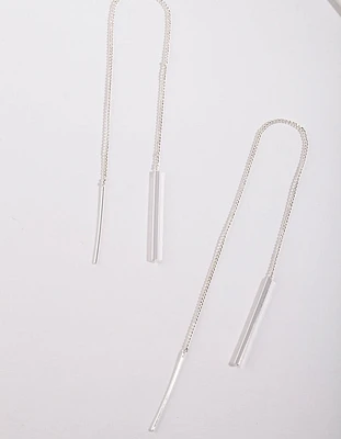 Silver Plated Chain Thread Thru Drop Earrings