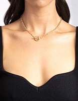 Gold Plated Rope Necklace with Front Clasp