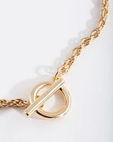 Gold Plated Rope Necklace with Front Clasp