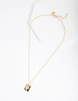 Gold Plated Diamond Cutout Necklace