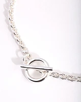 Silver Plated Rope Necklace with Front Clasp