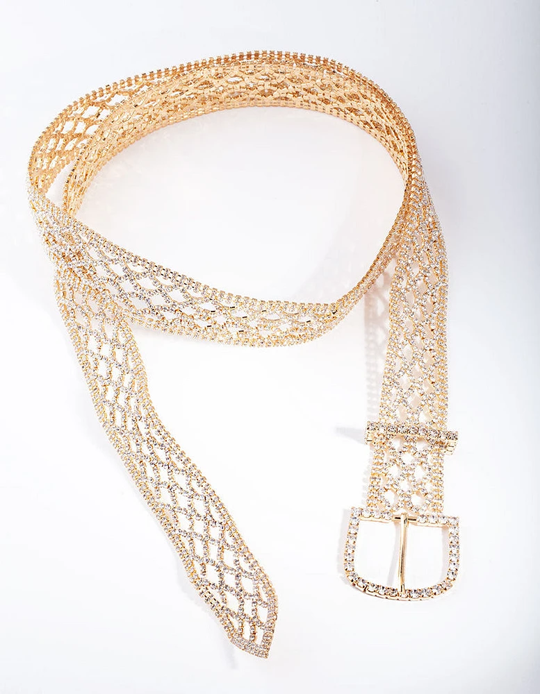 Gold Diamante Pattern Belt