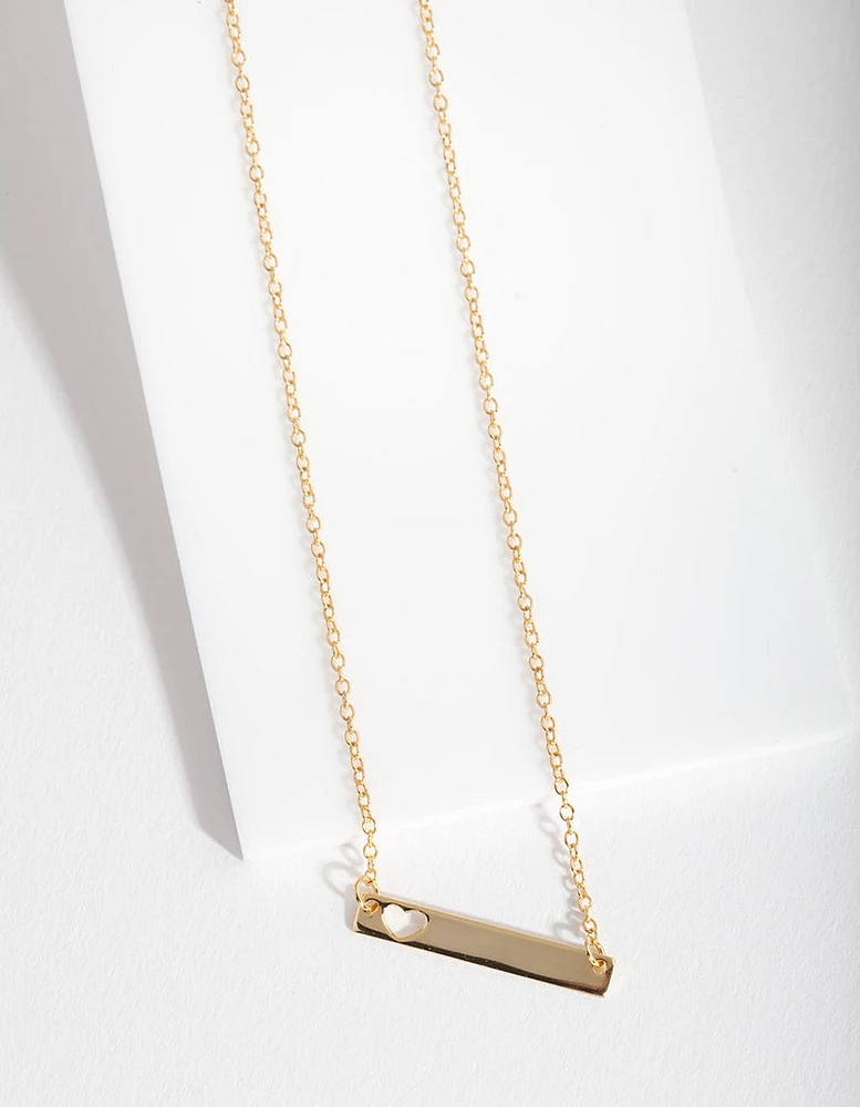 Gold Plated Sterling Silver Heart Cut-Out Necklace