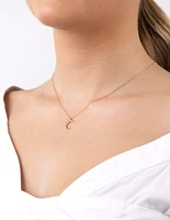 Gold Plated Sterling Silver Crescent Moon Necklace