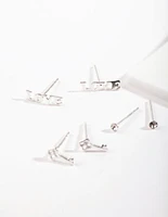 Sterling Silver Love Stud Earring Pack