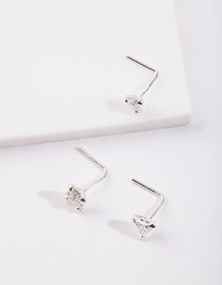 Sterling Silver Cubic Zirconia Nose Stud Pack