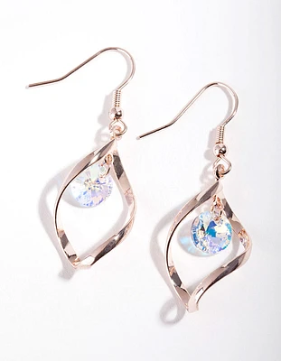 Rose Gold Diamond Simulant Crystal Earrings