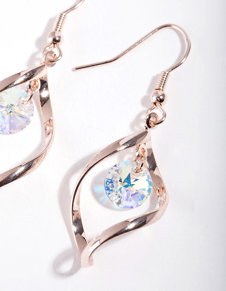 Rose Gold Diamond Simulant Crystal Earrings