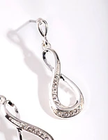 Silver Diamond Simulant Infinity Earrings