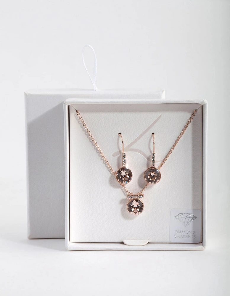 Rose Gold Diamond Simulant  Jewellery Set