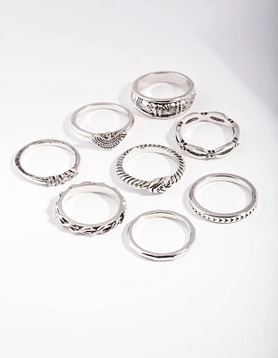 Antique Silver Symbol Ring 8-Pack