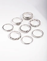 Antique Silver Symbol Ring 8-Pack