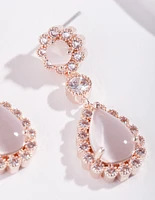 Rose Gold Diamond Simulant Floral Earrings