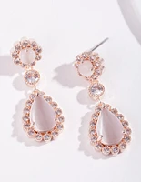 Rose Gold Diamond Simulant Floral Earrings