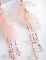 Pink Petal Chain Drop Earrings