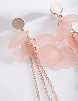 Pink Petal Chain Drop Earrings