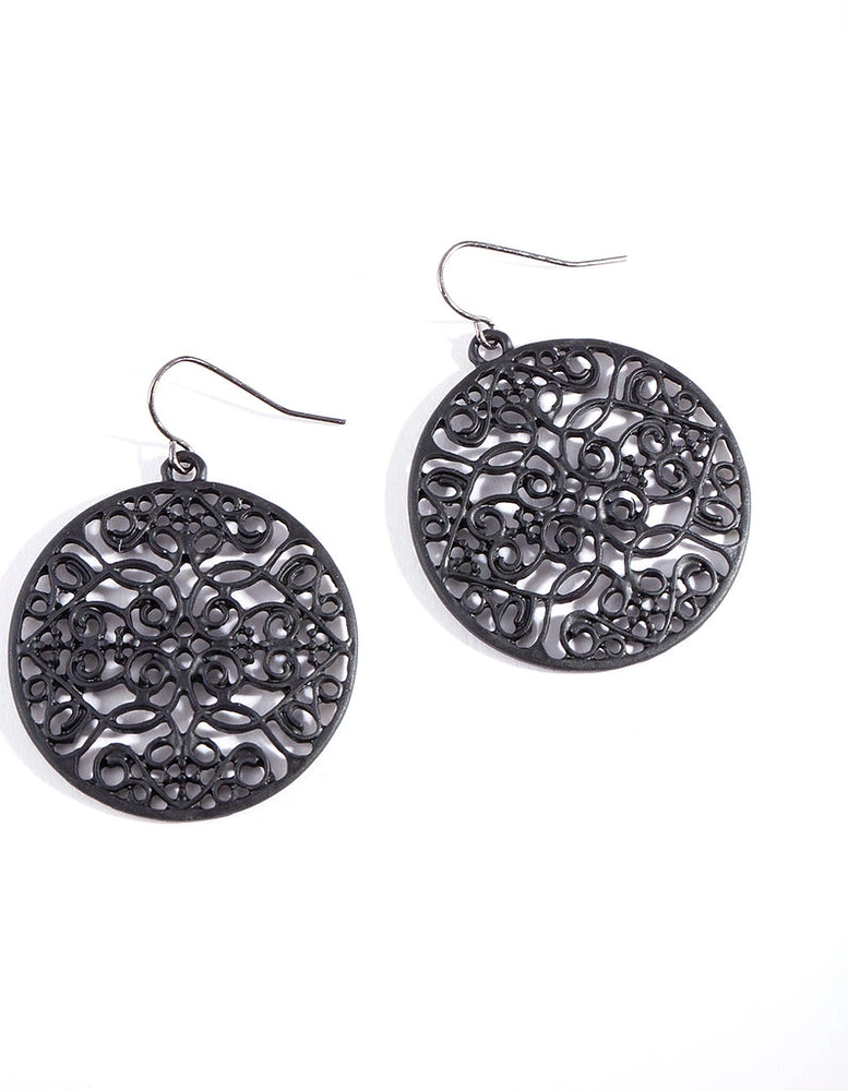 Black Filigree Garden Earrings