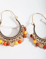 Antique Gold Neutral Bead Earrings