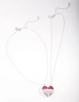 Kids Silver Rainbow BFF Heart Necklace Pack