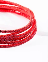 Red Diamante Stretch Bracelet 6-Pack