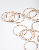 Gold Textured Mixed Ring Pack