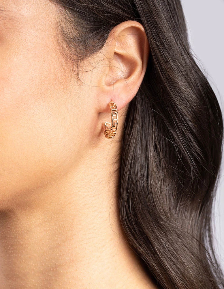 Gold Key Hoop Earrings