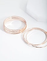 Rose Gold Textured Strip Bangle 6-Pack