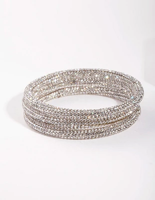 Silver Statement Diamante Bracelet Pack