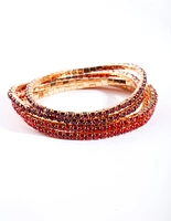 Gold Red Diamante Bracelet 5-Pack