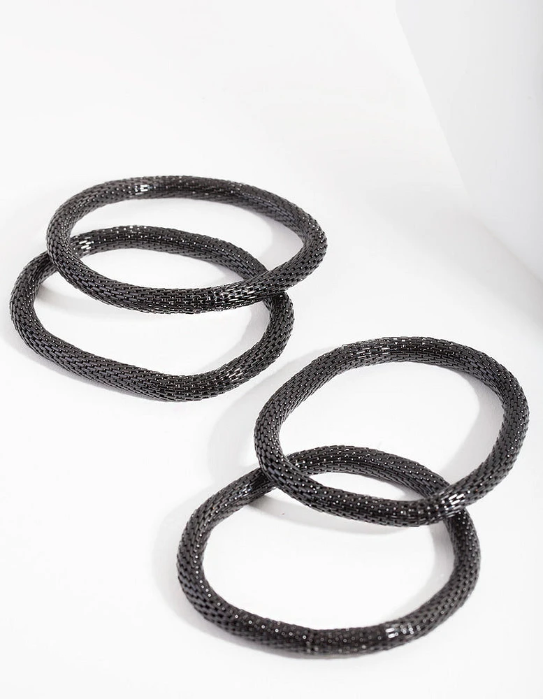 Black Stretch Mesh Bracelet 4-Pack