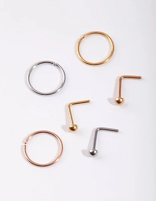 Metallic Dome Nose Stud 6-Pack