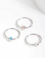 Surgical Steel Synthetic Opal Upper Hoop Pack