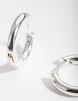 Silver Simple Polished Hoop Earrings